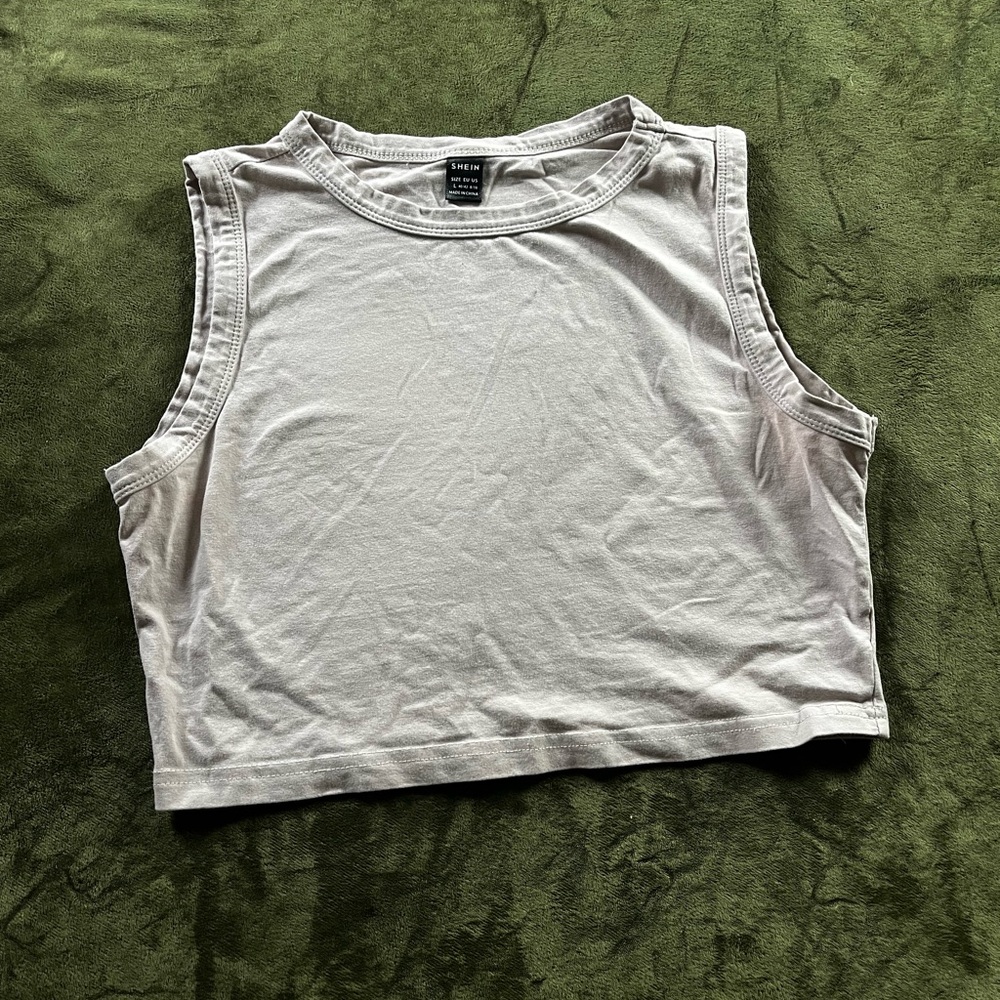SHEIN Tan Muscle Tee Crop Top Sleeveless